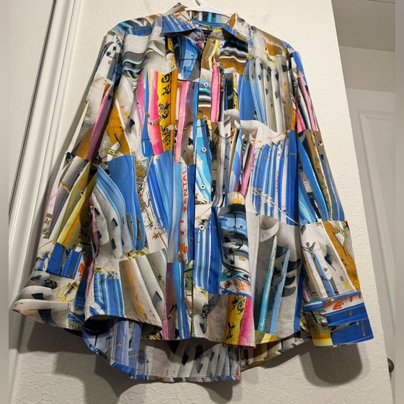 David Smith Australia Surf Button Down Mens XL Beach Bold Statement Vacation - Picture 7 of 8